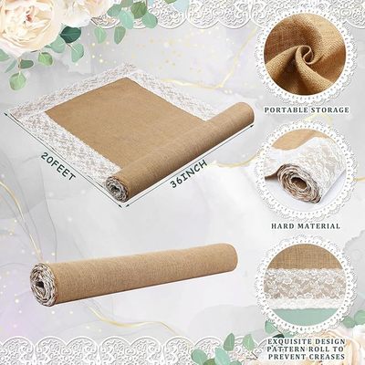 粗麻布婚禮跑道戶外婚禮過道蕾絲黃麻質樸裝飾戶外海灘花園教堂