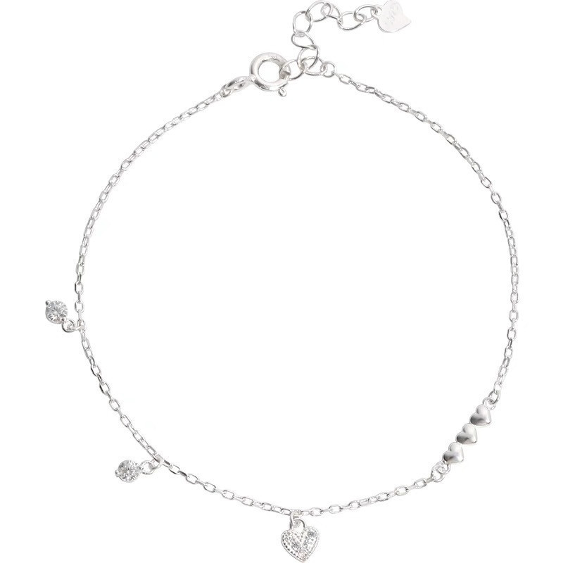 Dulce Forma De Corazón Plata Esterlina Embutido Diamante Artificial Pulsera display picture 3