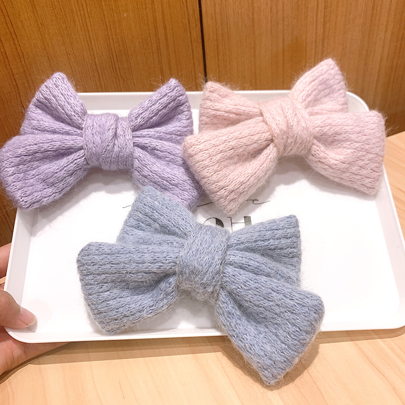 Woolen Knitted Big Bow Hairpin display picture 5