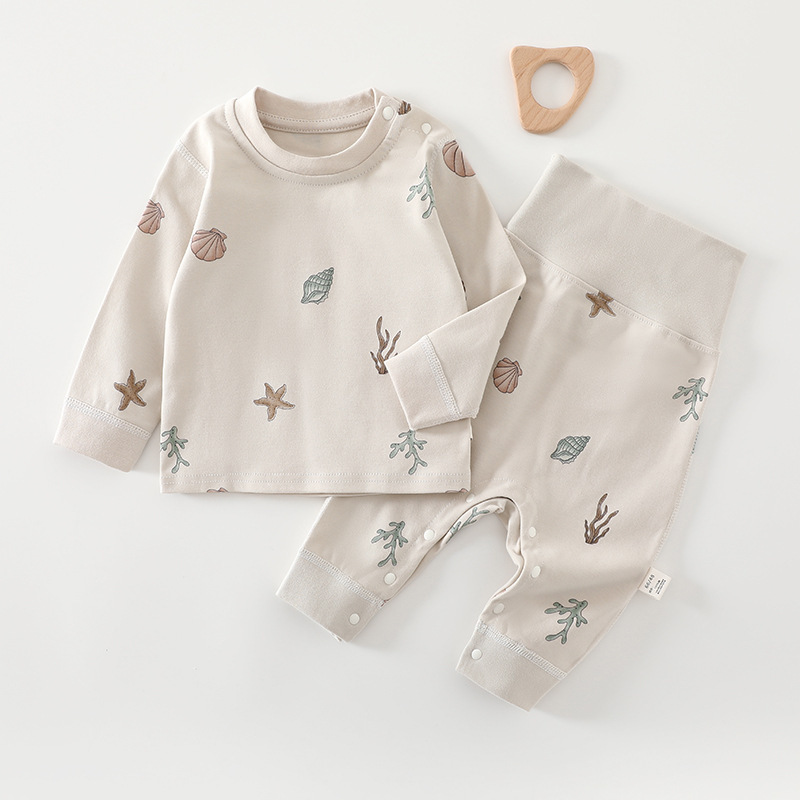 ベビーハイウエストスーツ春と秋の純綿メンズパジャマレディースクラスAボトム秋服と長ズボンベビー下着スーツ暖かい|undefined