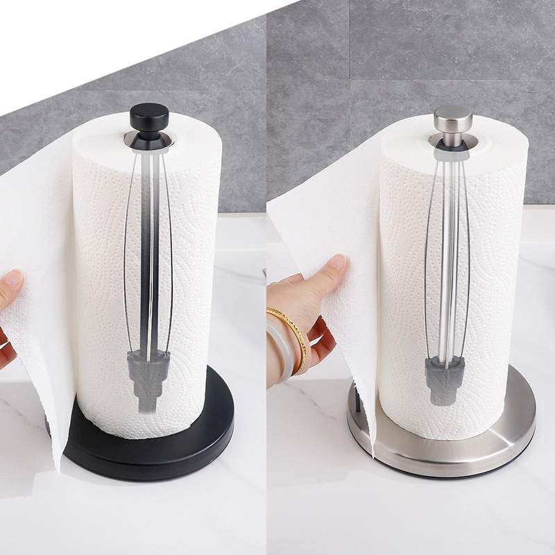 Cuadrado redondo de amortiguación soporte de tejido vertical mesa de comedor de acero inoxidable titular de tejido de cocina de escritorio sin perforar titular de papel de cocina