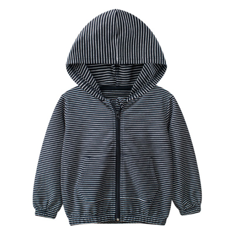 27kids ropa para niños chaqueta de punto a rayas de todo fósforo para niños 2024 primavera nueva sudadera con capucha para niños coreanos al por mayor