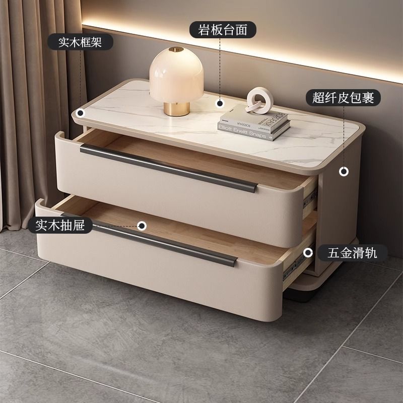 Italian Normcore Bedside Table Large Size 80cm Wide Simple Modern Fully Equipped High-End Bedroom 2025 New Side Cabinet