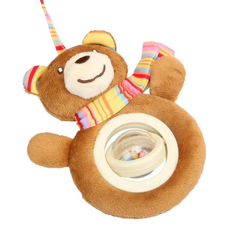 Lindo oso marrón cama de juguete bobinado BB llamado cuna remolque colgante juguete con movimiento musical sonido al por mayor