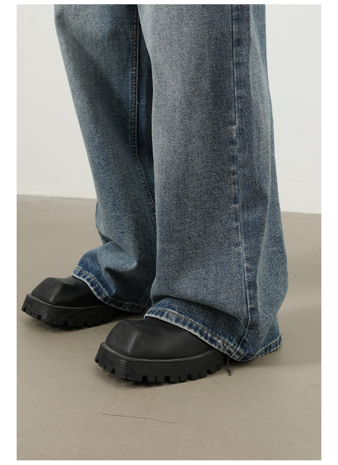 Quần jeans nam ống rộng phong cách Hàn Quốc đơn giản cơ bản đi làm đa năng — màu xanh chi tiết 17