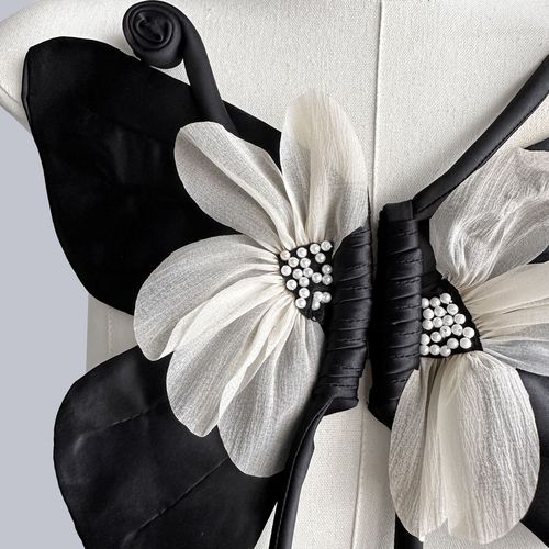 new design black beaded three-dimensional bow pair of clothing accessories collar flower accessories clothing accessories