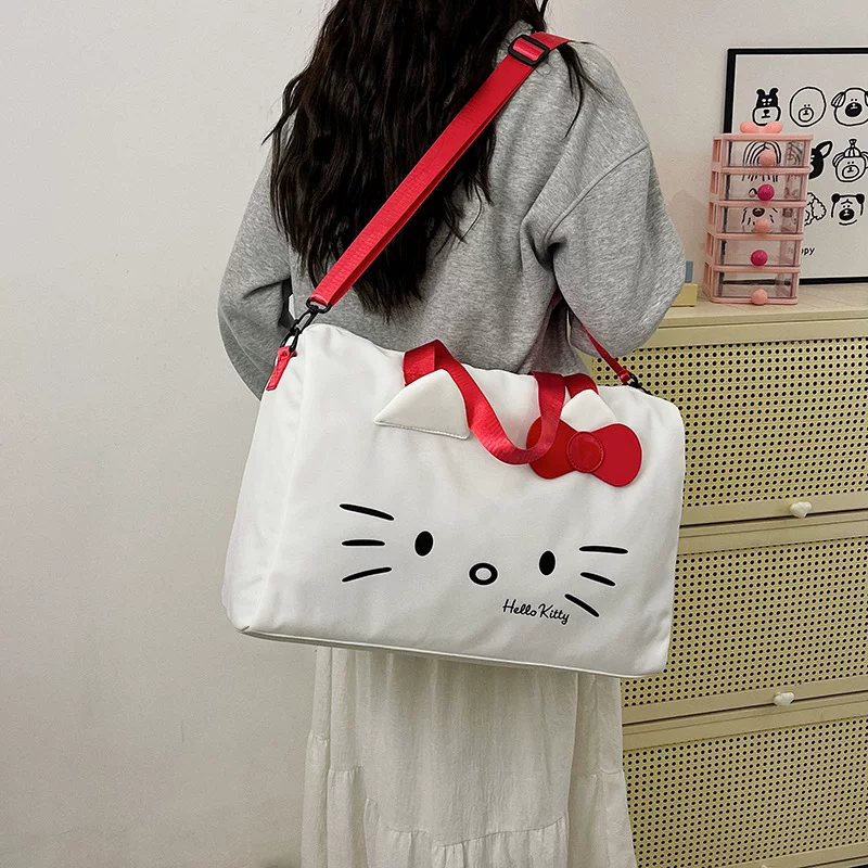 Hello Kitty, дорожная сумка, мультяшная милая вместительная через плечо с бантом, ручная/плечевая сумка