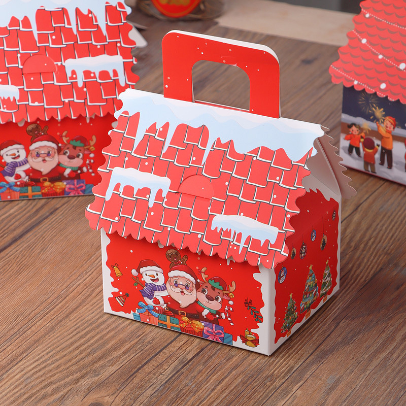 跨境热销 牛轧糖巧克力包装盒圣诞节姜饼屋房子糖果饼干盒现货