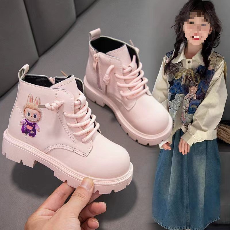 拉布女童靴子马丁儿童短靴新款鞋子2025秋冬单靴宝宝卡通棉皮靴