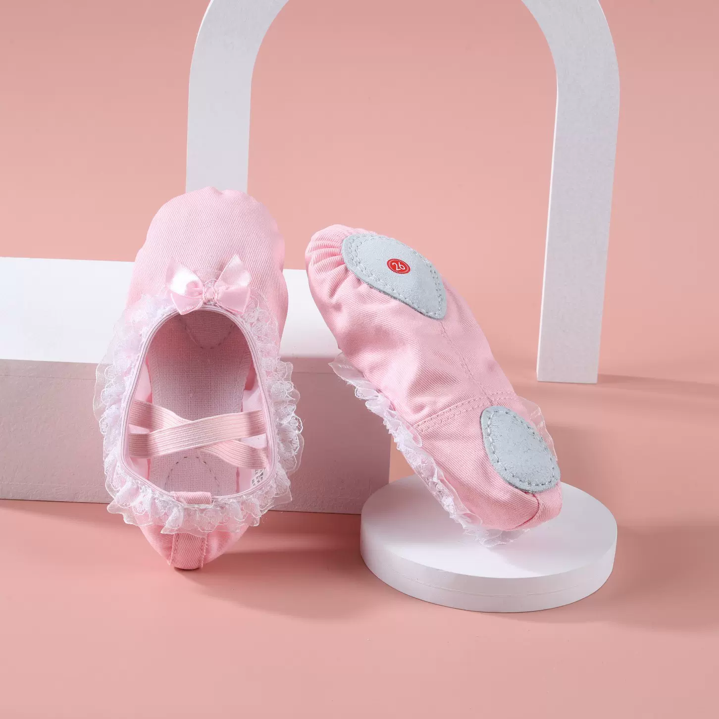 蕾丝手工花边舞蹈鞋练功鞋出口韩国全棉儿童软底芭蕾舞鞋女童厂家