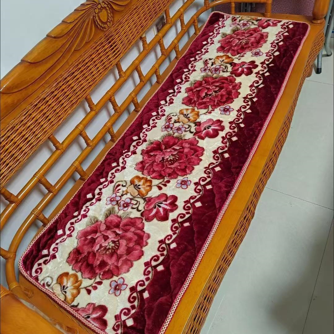 加厚防滑实木毛毯毛绒沙发垫春秋椅坐垫三件套单人三人四人垫