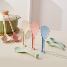 可立式饭勺不粘米饭家用塑料勺壁挂式盛饭小勺子小麦秸秆餐具批发