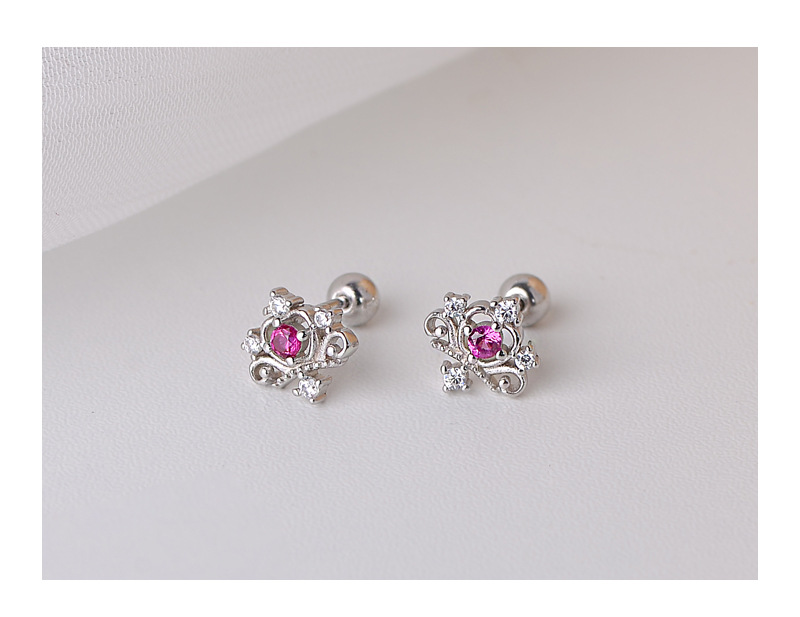 Vintage Style Crown Sterling Silver Plating Zircon Ear Studs 1 Pair display picture 6
