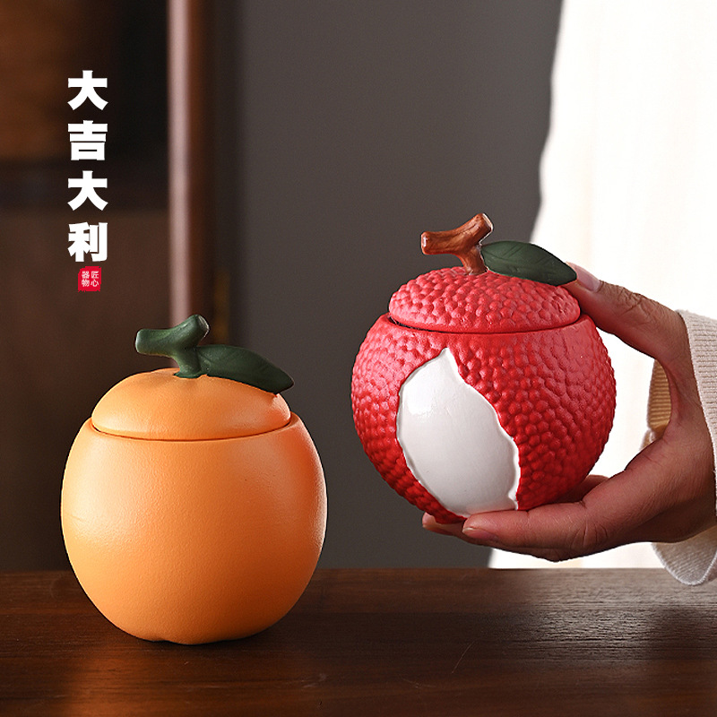 Great Fortune Orange Tea Can, Lychee Orange Sealed Can Tea Can, Wedding Gift, Auspicious Ornament, Decorative Piece