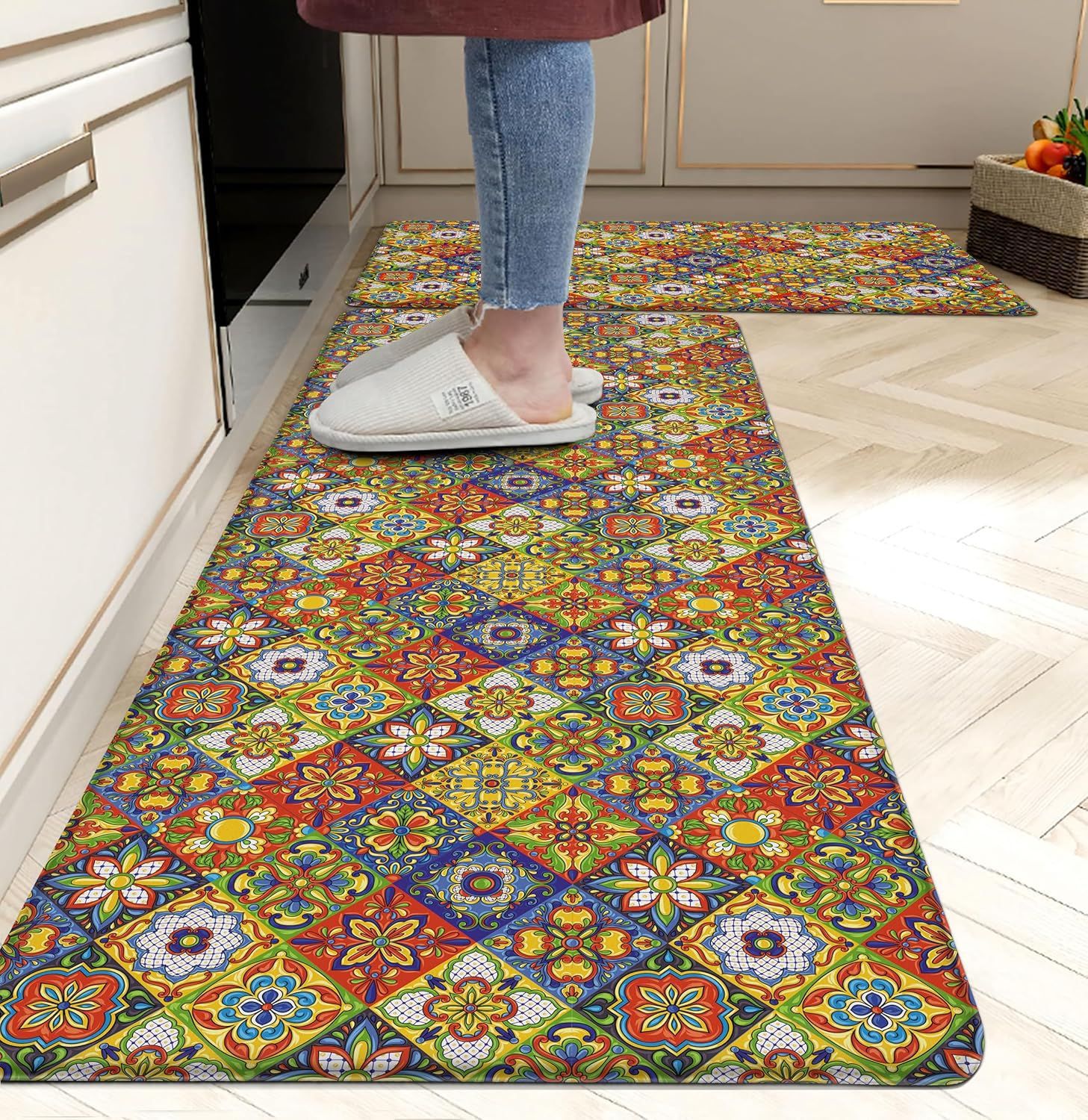 Cross-Border Amazon Creative Abstract Pattern Floor Mats for Home Kitchen Non-Slip Oil-Absorbing and Water-Absorbing Easy-Care Floor Mat Set