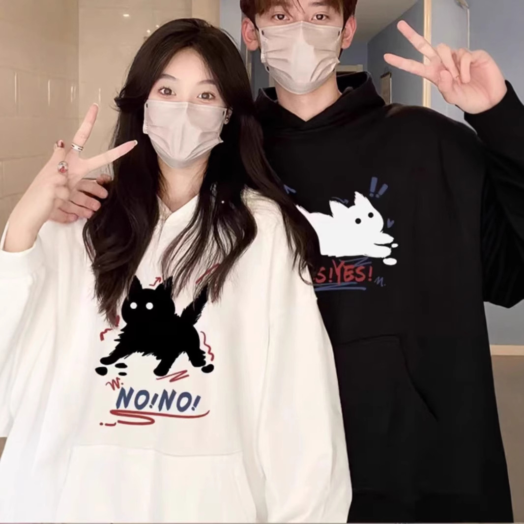 다른 커플 의류 후드 스웨터 봄과 가을 하이 엔드 센스 플러스 벨벳 자켓 남성과 여성의 플러스 사이즈 순면 세트 겨울