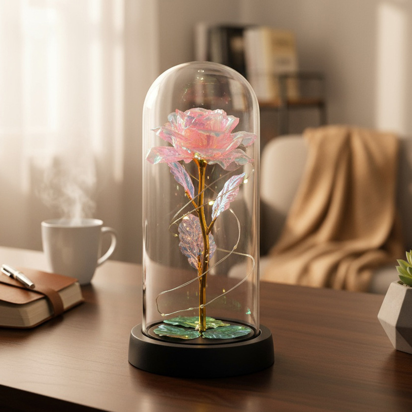 Rosas transfronterizas inmortales flores cubierta de vidrio decoración pareja regalos de día de San Valentín Día de la Madre ideas de cumpleaños 38 regalos pequeños