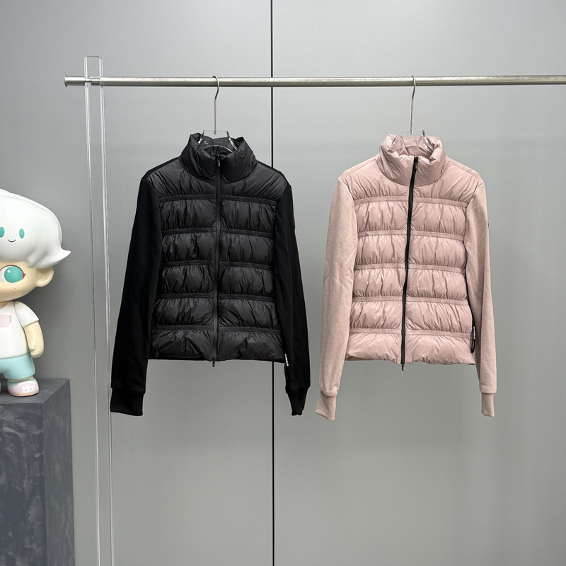 M Brand 25 Autumn and Winter New Women's Pleated Bubble Knit Patchwork Stand Collar Jacket Slim Fit Versatile