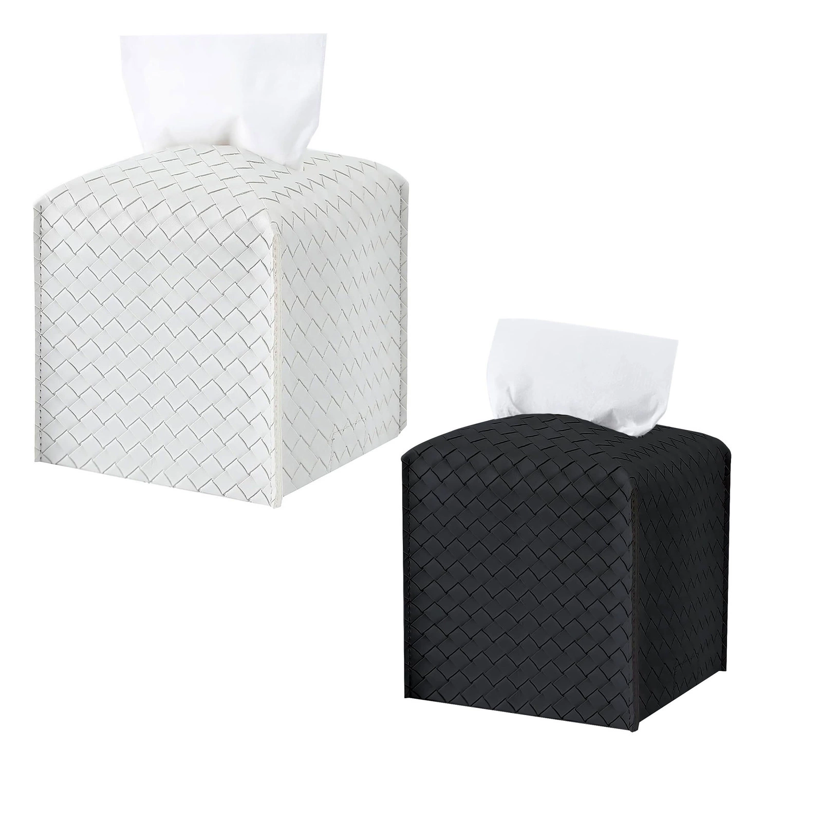 PU кожаный плетеный квадратный бумажный ящик для салфеток Современная автомобильная гостиная журнальный столик Спальня бумажная коробка для салфеток