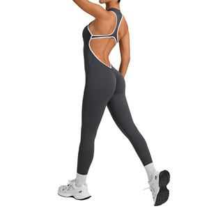 AYM037083 Ruched Back One-Piece Running Suit with Color-Block Design Aoyema wholesale