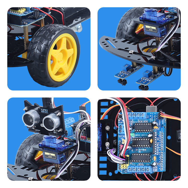 Compatible with Arduino intelligent robot two-wheel ultrasonic obstacle avoidance DIY trolley kit infrared robot kit