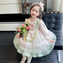 女童洛麗塔連衣裙春季2024新款兒童裙子春秋款女孩公主裙寶寶春裝