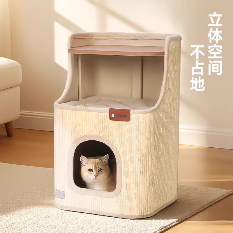 Nido de gatos de invierno grueso cerrado dormitorio gato casa de gatos cachorro cama de gatos sensación de seguridad gato agarración de invierno gato escalada marco
