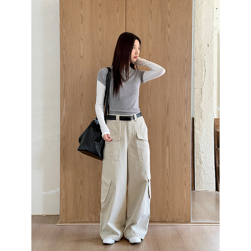【Special Offer, No Returns or Exchanges】American-Style Sweet-Cool Wide-Leg Cargo Pants with Large Pockets, High-End Twill Straight-Leg Pants 07126 【Special Offer, No Returns or Exchanges】American-Style Sweet-Cool Wide-Leg Cargo Pants with Large Pockets, High-End Twill Straight-Leg Pants 07126