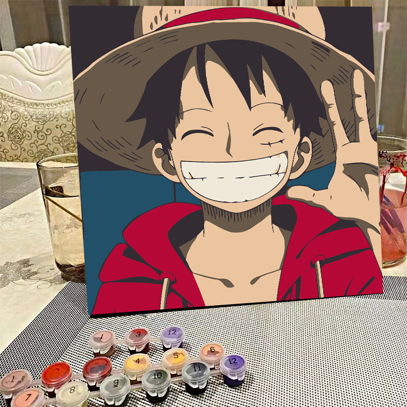デジタル油絵diyの塗り絵の子供は漫画のアニメを埋めて色を塗ります。|undefined