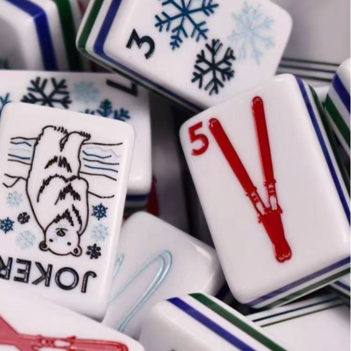 New 5-layer acrylic polar bear sled luxury 160-piece snow sculpture acrylic mahjong tiles for leisure and entertainment