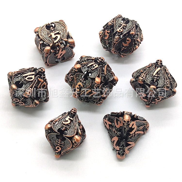 Transfronterizo nuevo metal hueco yihadista Ángel dados DND csulu corriendo grupo juego de mesa de 7 piezas multi-Cara dados al por mayor