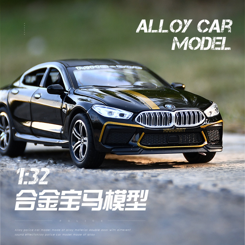 Hot-Selling 1:32 Bmw Die-Cast Alloy Car Model with Sound and Light, Children's Pull-Back Toy Car, Collectible Gift
