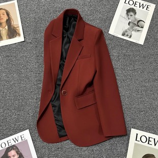 Wine Red Suit Jacket Women's 2024 Spring and Autumn New High Sense Casual Fashion One Button All-match Suit Trendy