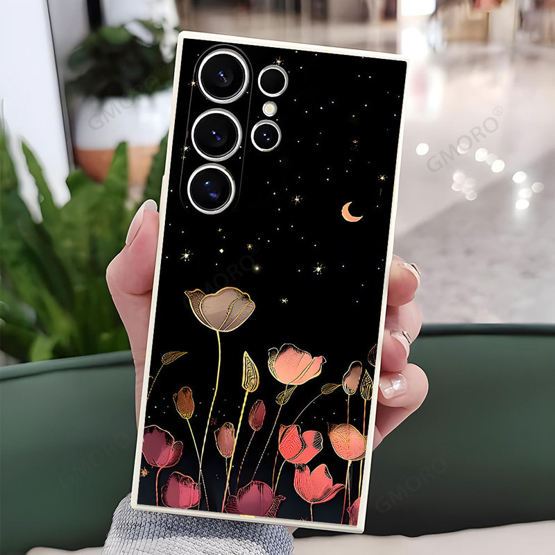 Starry Sky Poppy Samsung S25 Ultra Phone Case Tpa Straight Edge Soft Case Galaxy S10 Cross-Border Hot Selling Wholesale