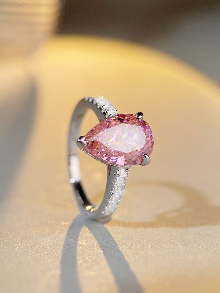 Fashion Water Droplets Sterling Silver Irregular Plating Rhinestones Rings 1 Piece