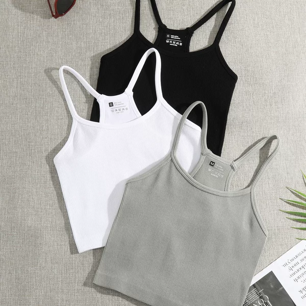 Single-Layer European and American Style Ribbed Nylon Sports Yoga Camisole Seamless Quick-Dry Bra