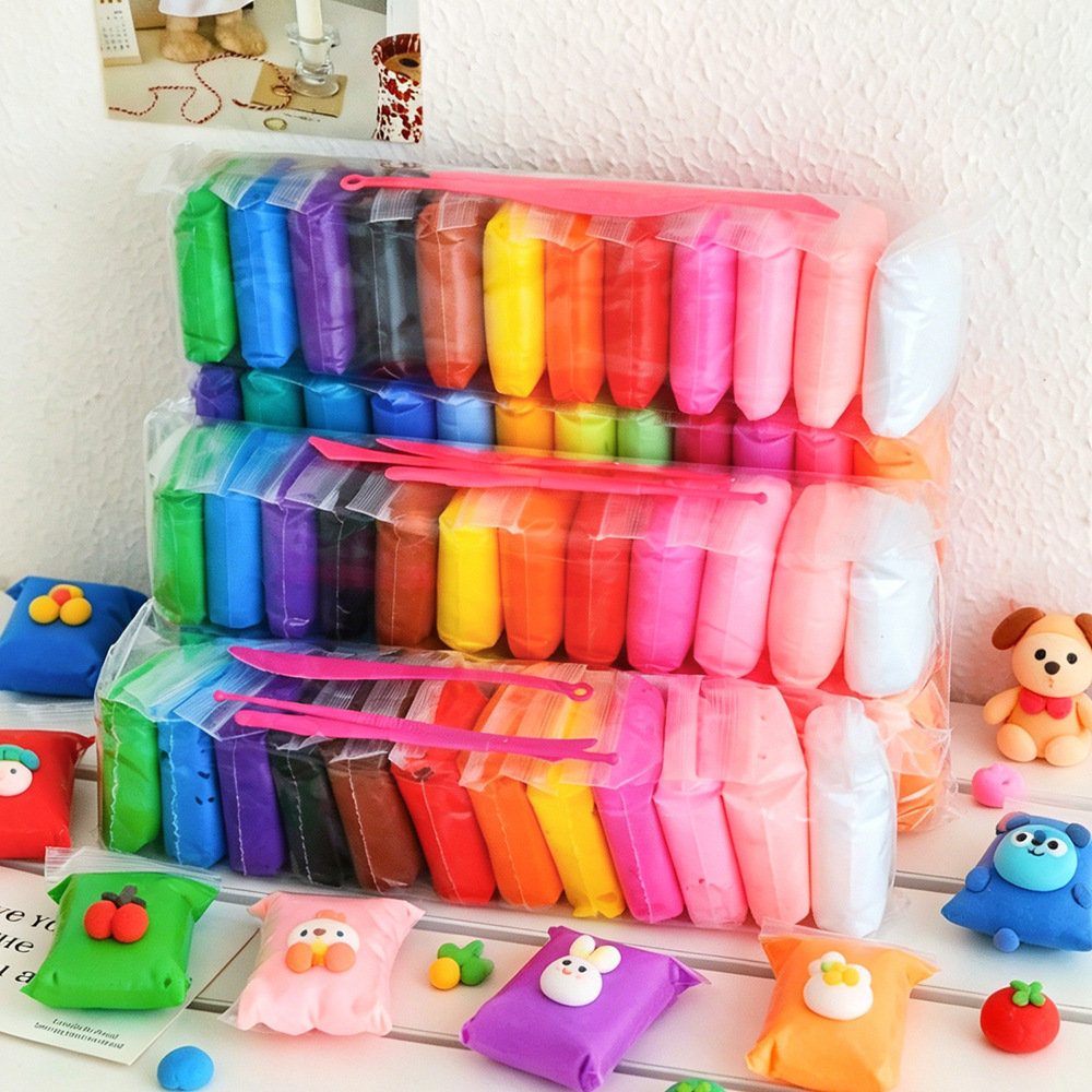 Niños de arcilla ultra ligera 12 colores 24 colores 36 color barro conjunto de jardín de infantes puzzle artesanal DIY arcilla de goma de plástico