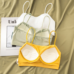 Pure Cotton Seamless Bandage Bralette for Young Girls, Thin, Backless, One-Shoulder Strap, Integrated Cup Bra