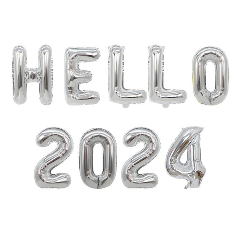 HELLO 2024 New Year's Eve Party Decoration Happy New Year Set happy new year aluminum film balloons