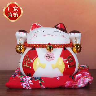 Fortune cat small decoration ceramic creative gift home decoration Japanese piggy bank living room home opening fortune cat