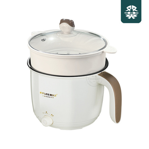 Multifunctional knob fast and slow electric cooking pot student dormitory mini stainless steel noodle cooking pot household non-stick small electric hot pot