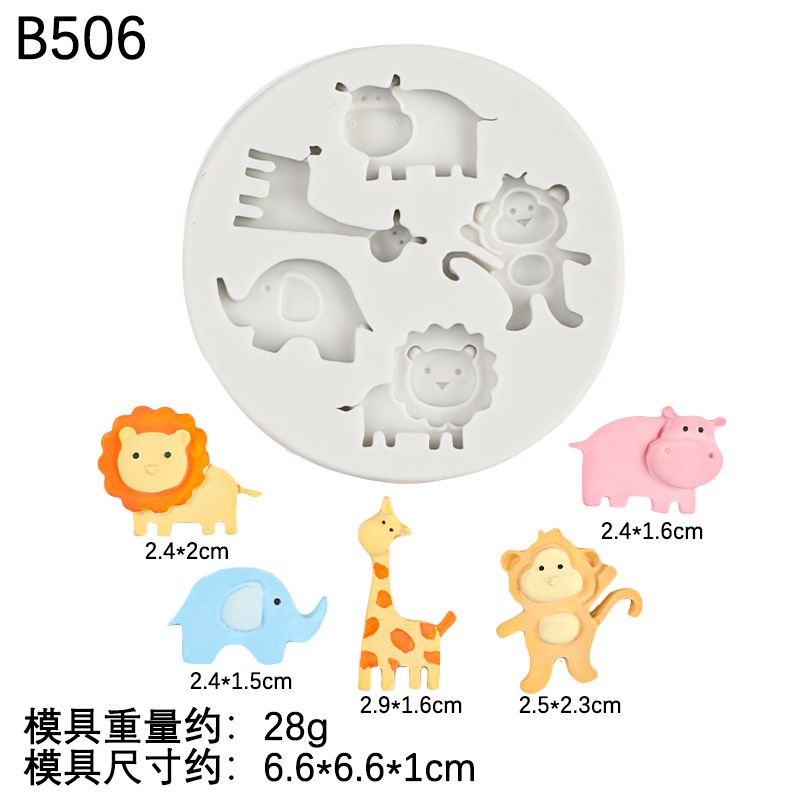 Lindo animalito en forma de rana león jirafa molde de silicona mono elefante chocolate epoxi decoración de yeso
