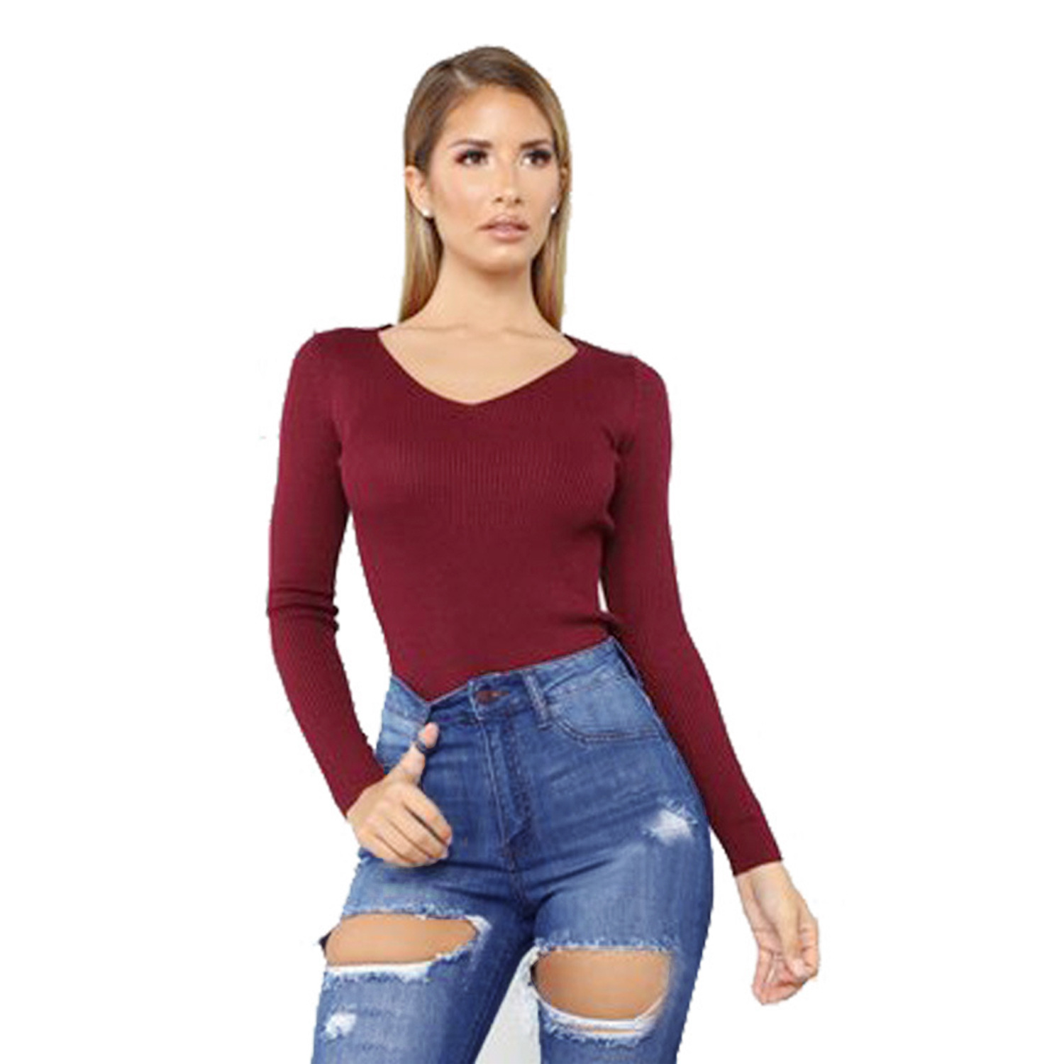 High Waisted Women's Jeans Torn Denim Trousers Spring Fashion_voghion.com