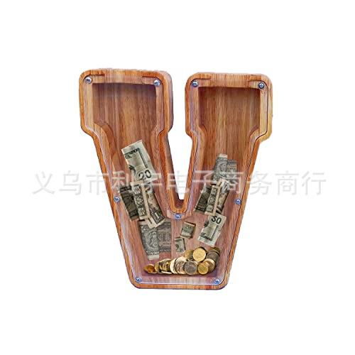 Los fabricantes suministran nuevas huchas de letras inglesas de madera grandes transfronterizas, huchas de vidrio transparente, logotipos imprimibles