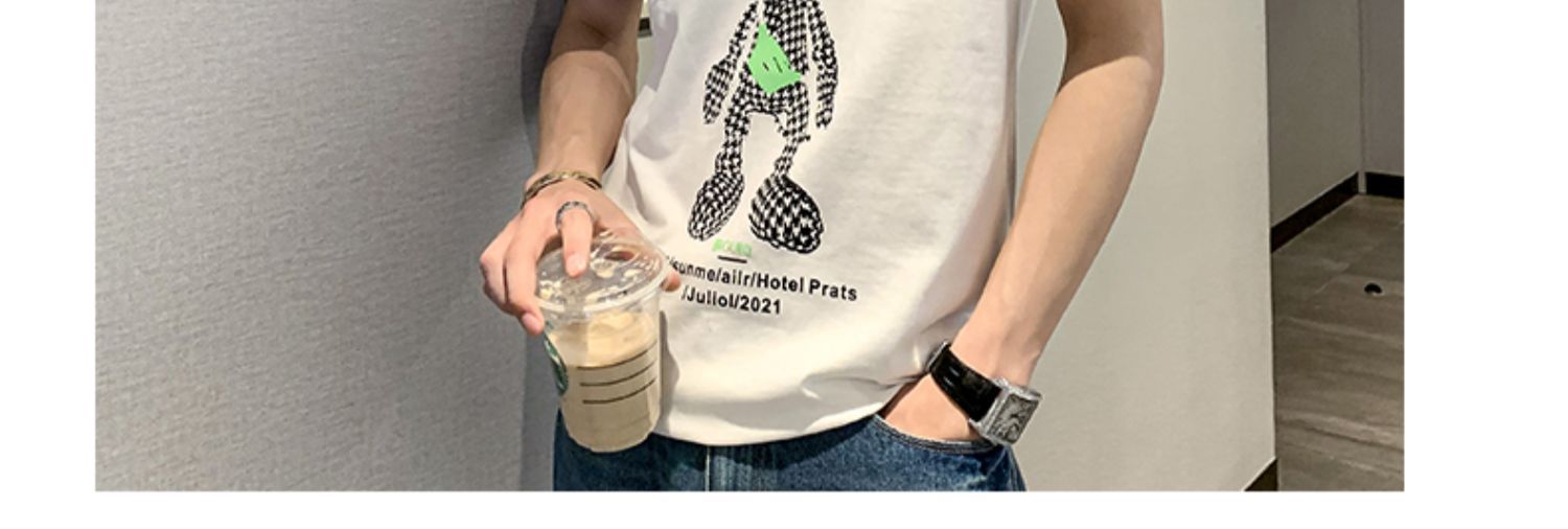 2023 neue männer T-shirt Kurzarm Mode Marke Mode Vielseitig INS Super Feuer Halbe Hülse Sommer Dünne Druck Top_voghion.com