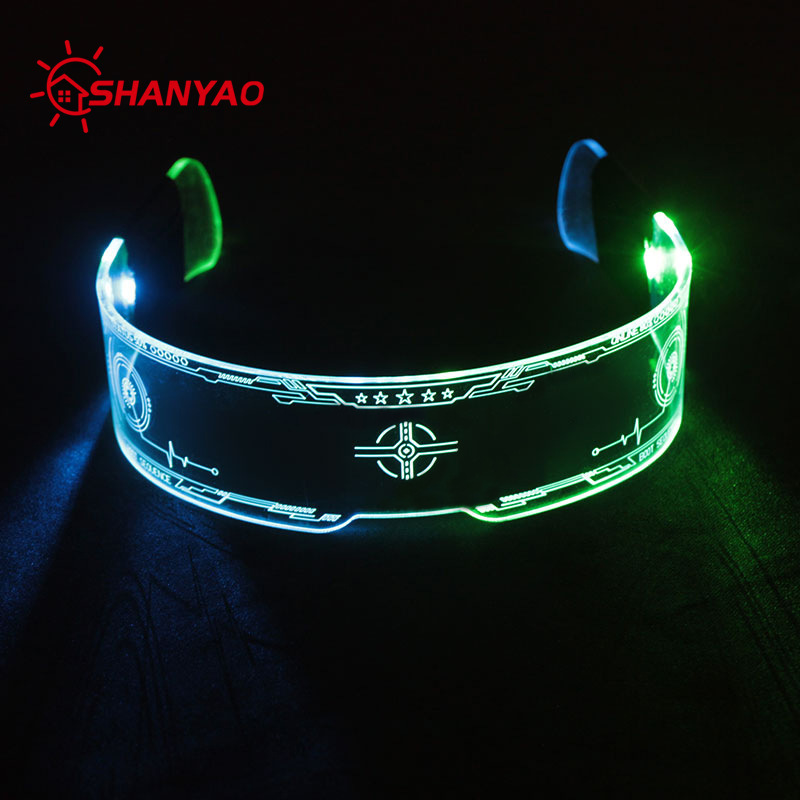 LED発光眼鏡音楽祭舞踏会トランポリン七彩発光眼鏡パンクアクリルゴーグル新製品|undefined