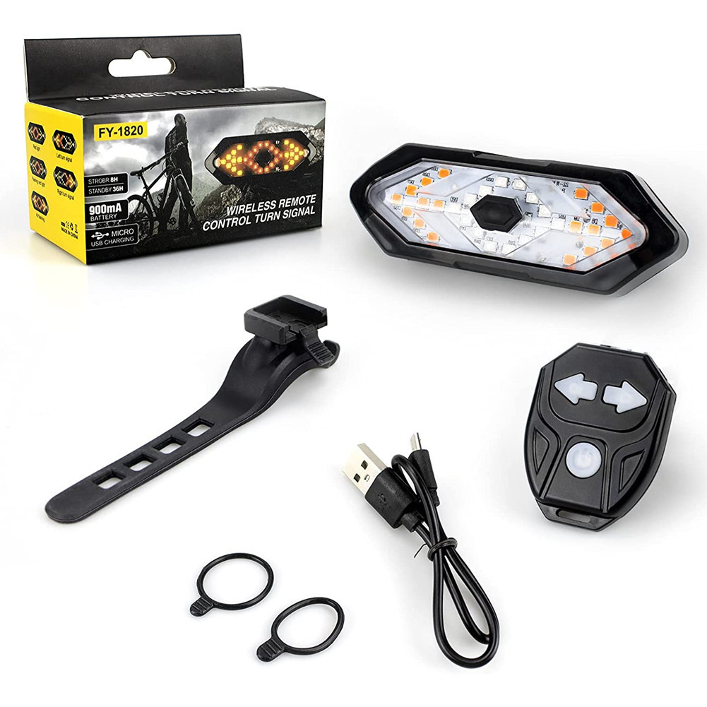 Bicicleta transfronteriza señal de giro con control remoto carga USB con recordatorio de bocina conducción nocturna advertencia de dirección izquierda y derecha luz trasera