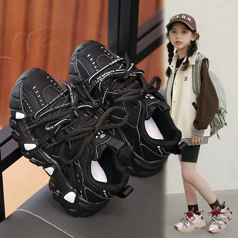 Детская кожаная обувь осень-зима новая спортивная обувь 2024 для девочек