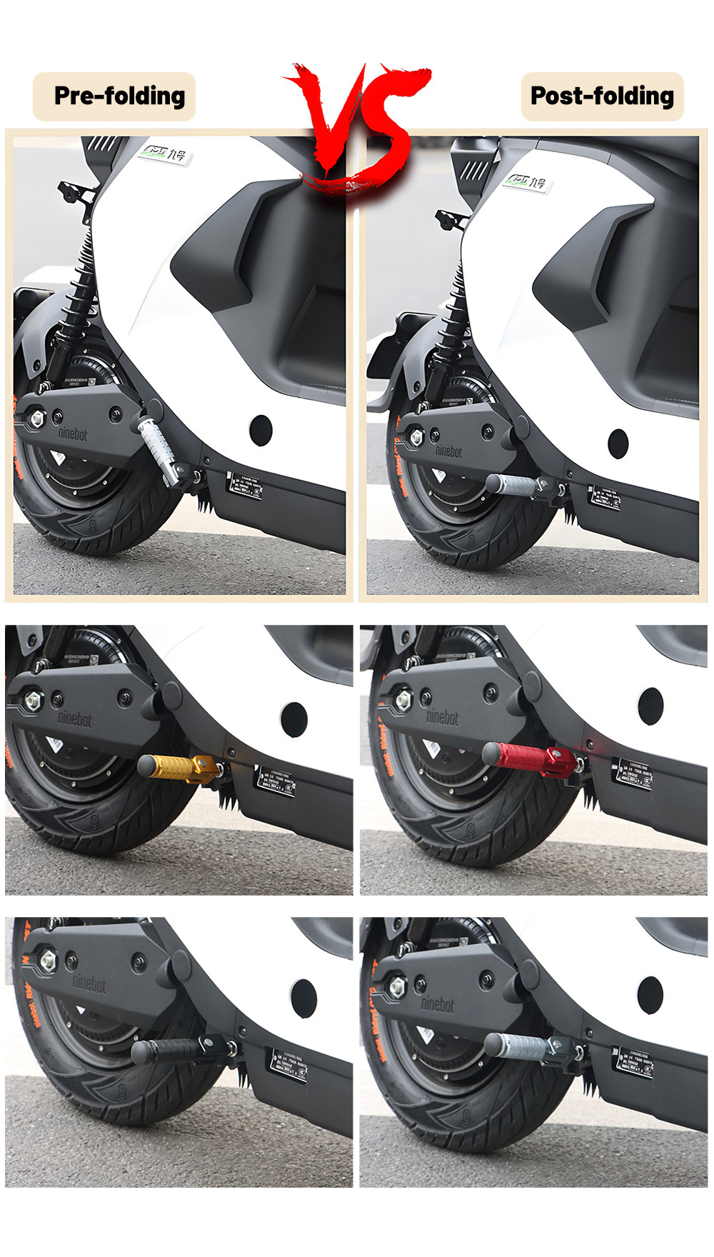 Motorcycle accessories: Aluminum alloy footrests, modified CNC folding footrests, rear footrests, safety guards, and additional foot pegs