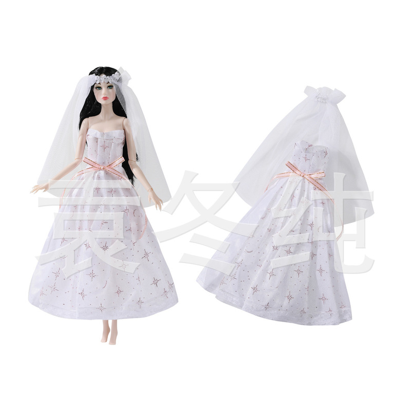6-Inch Doll White Wedding Dress, Various Styles Available for 30cm Barbie Doll 6-Inch Doll White Wedding Dress, Various Styles Available for 30cm Barbie Doll